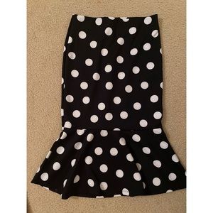 Polka dot Pencil Ruffle Skirt
